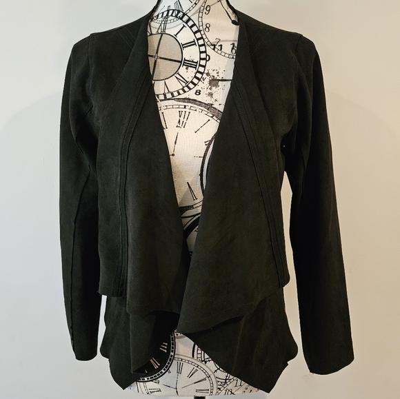 NWOT Naked Zebra faux suede drape open front jacket small - Picture 2 of 12